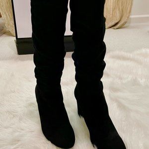 Nine West Heeled Black Suede Boots Size 10
